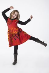 Robe imprimée ethnique pour petite fille de couleur rouge 287409