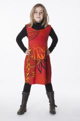 Robe imprimée ethnique pour petite fille de couleur rouge 287410