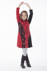 Robe imprimée rosaces noire et rouge pour enfant 286382