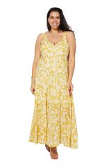Robe longue à bretelles femme grande taille chic floral jaune   Lisbone 343636