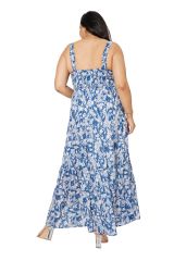 Robe longue à bretelles femme grande taille d'été bleue à fleurs    Burgos 343639