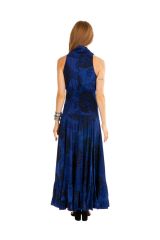 Robe longue bleu roi imprimée pour mariage ou soirée Aly 309464