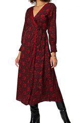 Robe longue femme en portefeuille rouge tendance Ariadne