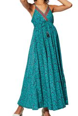 Robe longue florale femme imprimé mode gypsie bohème Umeko