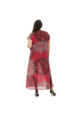 robe longue fluide avec ceinture et col en v haut en couleur Amazone 290338