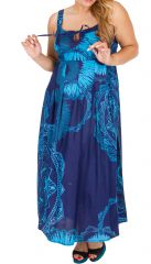 Robe longue imprimée bleue femme grande taille Léa
