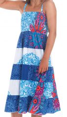 Robe longue pour Fille à bretelles Ethnique Nymphe à Mandalas Bleus 280407