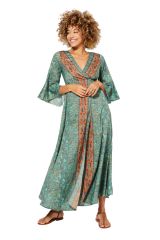 Robe longue style féminin imprimé ethnique Audie