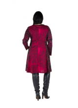 Robe mi-longue évasée avec imprimée panneaux colorée et rond Shamar 301610