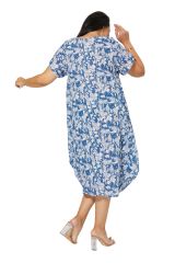 Robe mi-longue femme grande taille gypsie fleurie bleuetée pour cérémonie estivale Tadorne