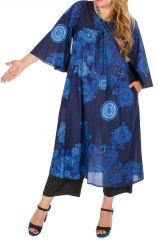 Robe mi-longue imprimée bleu marine grande taille Olga