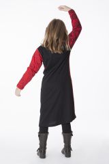 Robe mi-longue imprimée pour enfant noire et rouge 286364