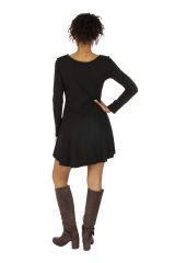 Robe noire pour femme ethnique à l'imprimé coloré Katiola 314013