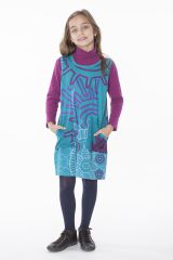 Robe originale pour petite fille de couleur turquoise 287405