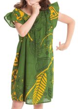 Robe pour Enfant à manches courtes Ethnique et Originale Libby Verte 279837
