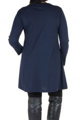 Robe tunique Bleue femme ronde à broderie fantaisie Mac 302013