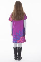 Robe violette à col rond imprimée pour enfant 287265