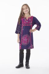 Robe violette pour fille avec un petit col en V 287311