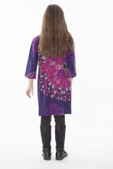 Robe violette pour fille avec un petit col en V 287312