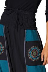 Sarouel bleu à poches zippées style ethnique Omar