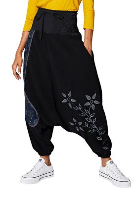Pantalon Coton ONLY en coloris Noir Femme Vêtements Pantalons décontractés élégants et chinos Sarouels 