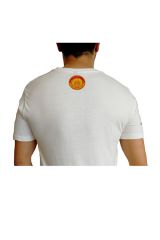 T-shirt blanc en coton pour homme coupe droite et logo original coloré James 297273