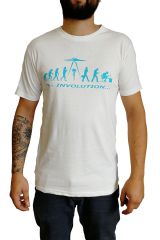 T-shirt blanc homme en coton avec logo Evolution bleu Matt 297268