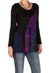 T-Shirt coloré à manches longues Violet féminin à Shah 301487