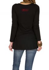 T-Shirt femme en coton Noir coupe droite Gotra 301533