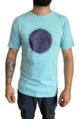 T-shirt homme en coton avec pentagramme Jake Bleu ciel 297579