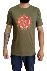 T-shirt homme en coton avec pentagramme Jake kaki 297420