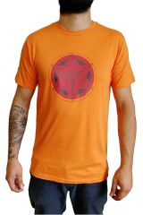 T-shirt Orange homme en coton avec logo géométrique rouge Jake 297373