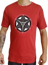 T-shirt rouge homme en coton avec logo géométrique noir Jake 297390