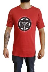 T-shirt rouge homme en coton avec logo géométrique noir Jake 297391
