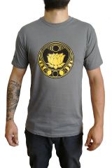 Tee-shirt Gris pour homme à tendance Zen Lotus et au col rond 297440