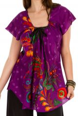 Tunique femme violette en coton pour l' été Lucie 292219