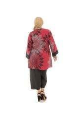 tunique grande taille coupe empire avec manches kimono rouge Alix 292535