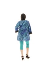 tunique pour femmes rondes avec manches kimono et imprimés bleue Alix 292537