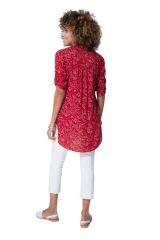 Tunique rouge pour femme avec motif floral bohème chic Madilynn