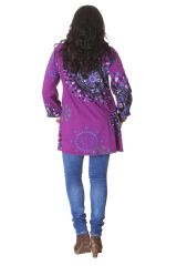 Tunique Violette Grande taille Imprimée à col Mao Fabienne 286586